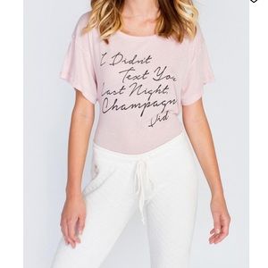 Wildfox Drunk Text Tee Smoke Rose L